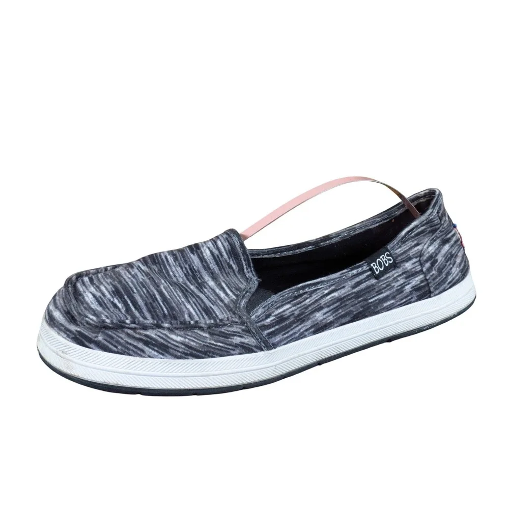 Skechers BOBS Highlights 2.0 Womens Slip On Shoes Size 8.5 Casual Black‎ Grey